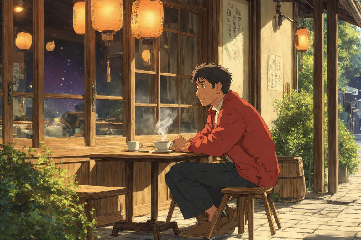 studio ghibli style cafe scene AI tools such as those offered by OpenAI make it easy to create a scene in the style of Studio Ghibli.
